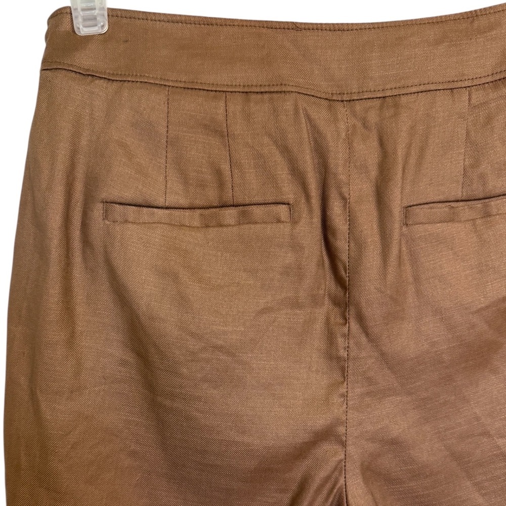 WHITE HOUSE BLACK MARKET Brown Linen Blend Wrap Skort Tortoise D-Ring Belted  S - Picture 7 of 8